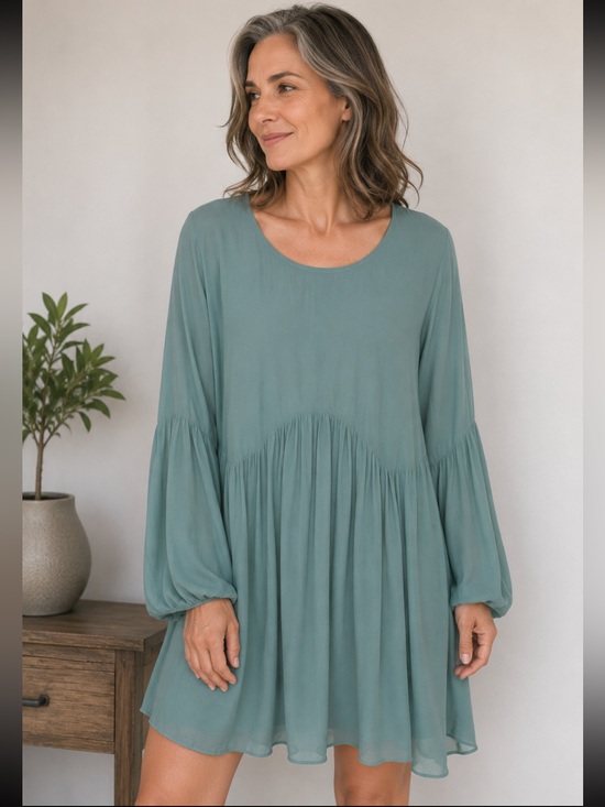 LACAUSA Dresses & Skirts - Lacausa Anthropologie Sheer Babydoll Flowy Boho Dress Sage Green Oversized NWT